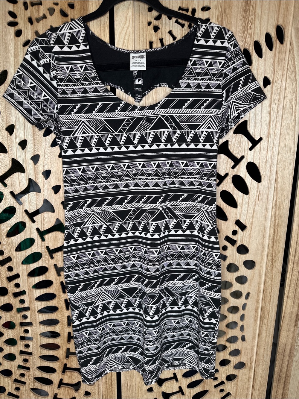 Vintage Y2K PINK Victoria's Secret Black and White Geometric Mini Dress